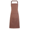 Mocha - Front - Premier Ladies-Womens Colours Bip Apron With Pocket - Workwear (Pack of 2)