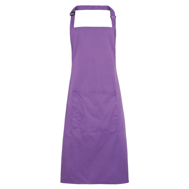 Rich Violet - Front - Premier Ladies-Womens Colours Bip Apron With Pocket - Workwear (Pack of 2)