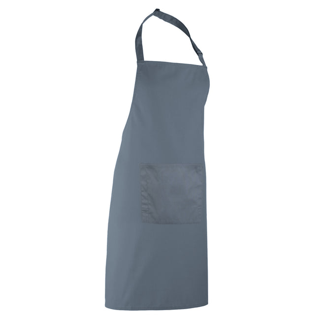 Steel - Back - Premier Ladies-Womens Colours Bip Apron With Pocket - Workwear (Pack of 2)