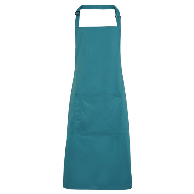 Teal - Front - Premier Ladies-Womens Colours Bip Apron With Pocket - Workwear (Pack of 2)
