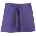 Purple - Front - Premier Ladies-Womens Colours 3 Pocket Apron - Workwear (Pack of 2)