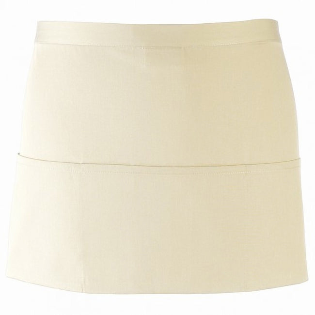 Natural - Front - Premier Ladies-Womens Colours 3 Pocket Apron - Workwear (Pack of 2)