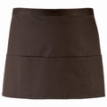 Brown - Front - Premier Ladies-Womens Colours 3 Pocket Apron - Workwear (Pack of 2)