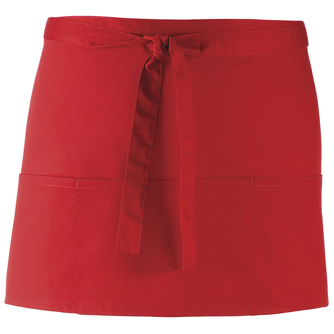 Red - Front - Premier Ladies-Womens Colours 3 Pocket Apron - Workwear (Pack of 2)
