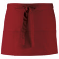 Burgundy - Front - Premier Ladies-Womens Colours 3 Pocket Apron - Workwear (Pack of 2)