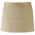 Khaki - Front - Premier Ladies-Womens Colours 3 Pocket Apron - Workwear (Pack of 2)
