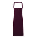 Aubergine - Front - Premier Ladies-Womens Slim Apron (no Pocket) - Workwear (Pack of 2)