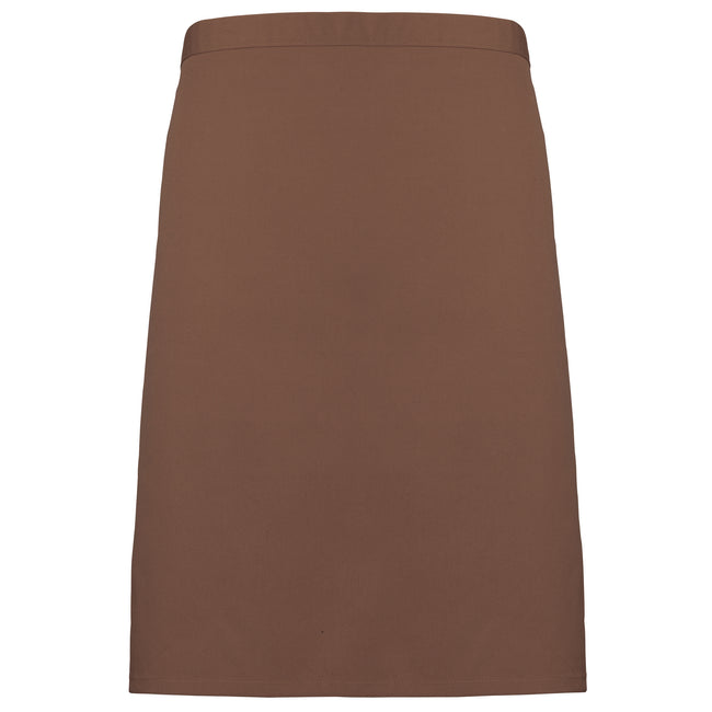 Mocha - Front - Premier Ladies-Womens Mid-Length Apron (Pack of 2)