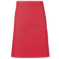 Strawberry Red - Front - Premier Ladies-Womens Mid-Length Apron (Pack of 2)