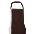 Brown- Natural - Back - Premier Unisex Contrast Workwear Bib Apron (Pack of 2)