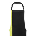 Black- Lime - Back - Premier Unisex Contrast Workwear Bib Apron (Pack of 2)