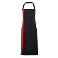 Black- Red - Front - Premier Unisex Contrast Workwear Bib Apron (Pack of 2)
