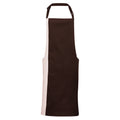 Brown- Natural - Front - Premier Unisex Contrast Workwear Bib Apron (Pack of 2)
