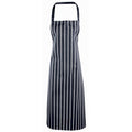 Navy-White - Front - Premier Ladies-Womens Stripe Apron - Workwear (Butchers Style) (Pack of 2)