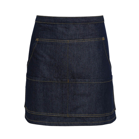 Indigo Denim - Front - Premier Jeans Stitch Denim Waist Apron (Pack of 2)