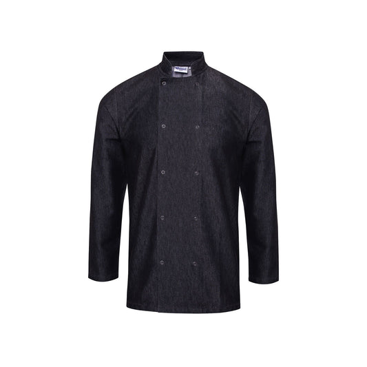 Black Denim - Front - Premier Unisex Denim Chefs Jacket (Pack of 2)
