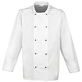 White - Front - Premier Unisex Cuisine Long Sleeve Chefs Jacket (Pack of 2)