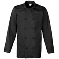 Black - Front - Premier Unisex Cuisine Long Sleeve Chefs Jacket (Pack of 2)