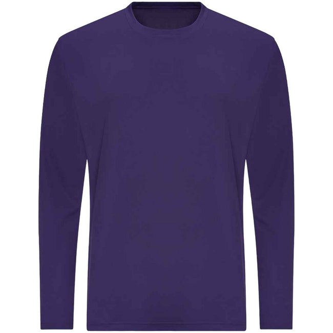 Purple - Front - AWDis Just Cool Mens Long Sleeve Cool Sports Performance Plain T-Shirt