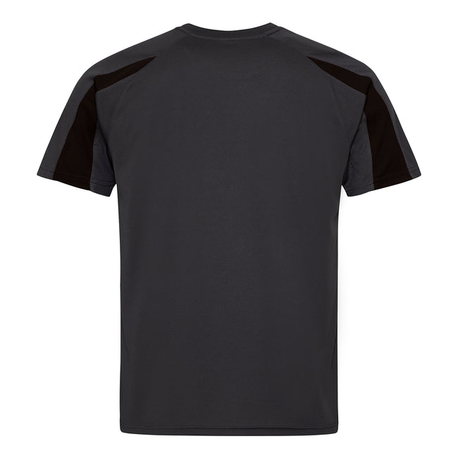 Charcoal-Jet Black - Back - Just Cool Mens Contrast Cool Sports Plain T-Shirt