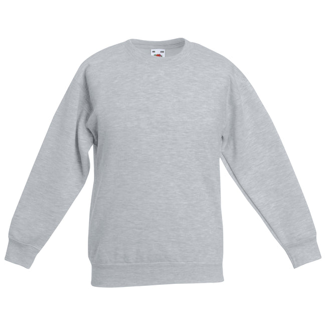 Heather Grey - Front - Fruit Of The Loom Kids Unisex Classic 80-20 Set-In Sweatshirt (Pack of 2)