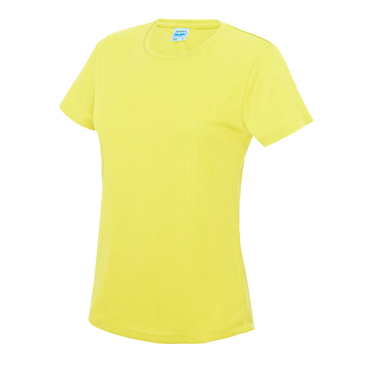 Electric Yellow - Front - AWDis Just Cool Womens-Ladies Sports Plain T-Shirt