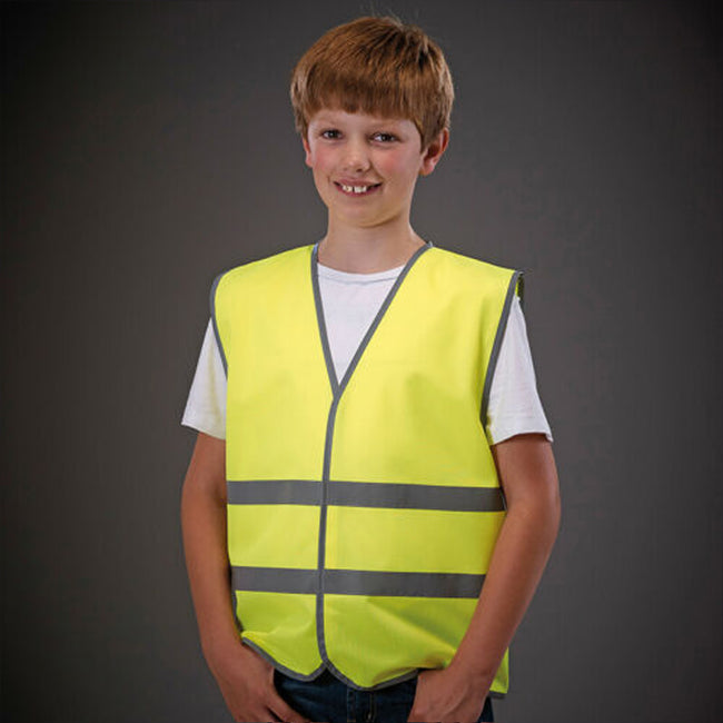 Yellow - Back - Yoko Hi-Vis Childrens-Kids Reflective Border Waistcoat (Pack of 2)