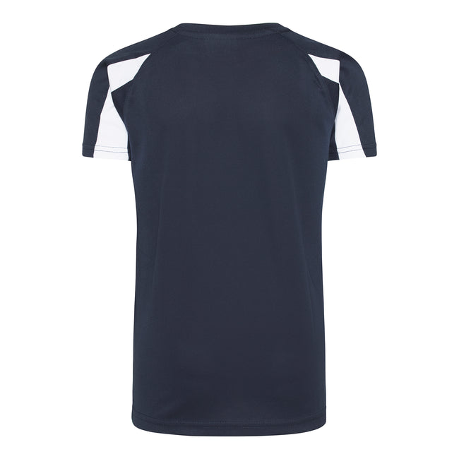 Arctic White-Jet Black - Side - AWDis Just Cool Kids Unisex Contrast Plain Sports T-Shirt