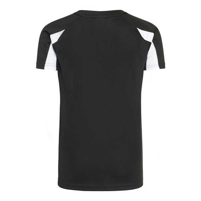 Jet Black-Arctic White - Back - AWDis Just Cool Kids Unisex Contrast Plain Sports T-Shirt
