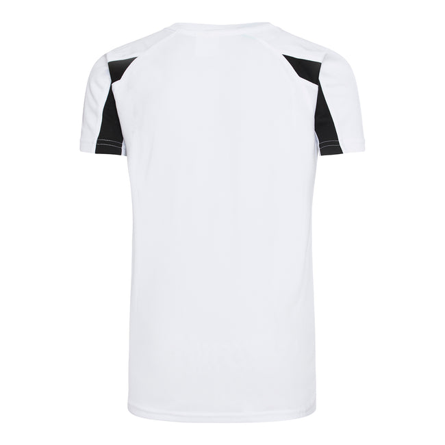 Arctic White-Jet Black - Back - AWDis Just Cool Kids Unisex Contrast Plain Sports T-Shirt