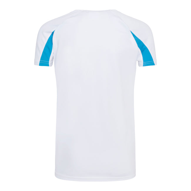 Arctic White-Sapphire Blue - Back - AWDis Just Cool Kids Unisex Contrast Plain Sports T-Shirt