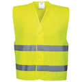 Yellow - Front - Portwest Unisex High Visibility Two Band Safety Work Vest (Pack of 2)