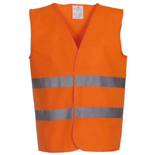 Orange - Front - Yoko Mens Hi Vis 2 Bands Vest-Waistcoat (Pack Of 2)