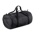 Black-Black - Front - BagBase Packaway Barrel Bag - Duffle Water Resistant Travel Bag (32 Litres) (Pack of 2)