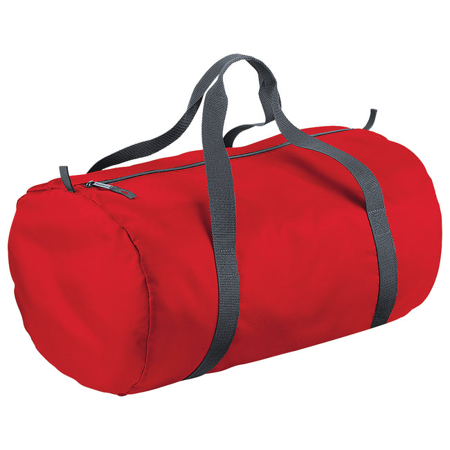 Classic red - Front - BagBase Packaway Barrel Bag - Duffle Water Resistant Travel Bag (32 Litres) (Pack of 2)
