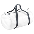 White - Front - BagBase Packaway Barrel Bag - Duffle Water Resistant Travel Bag (32 Litres) (Pack of 2)