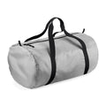 Silver - Black - Front - BagBase Packaway Barrel Bag - Duffle Water Resistant Travel Bag (32 Litres) (Pack of 2)