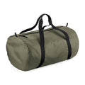 Olive Green - Black - Front - BagBase Packaway Barrel Bag - Duffle Water Resistant Travel Bag (32 Litres) (Pack of 2)