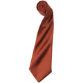 Chestnut - Front - Premier Mens Plain Satin Tie (Narrow Blade) (Pack of 2)