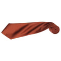 Chestnut - Back - Premier Mens Plain Satin Tie (Narrow Blade) (Pack of 2)
