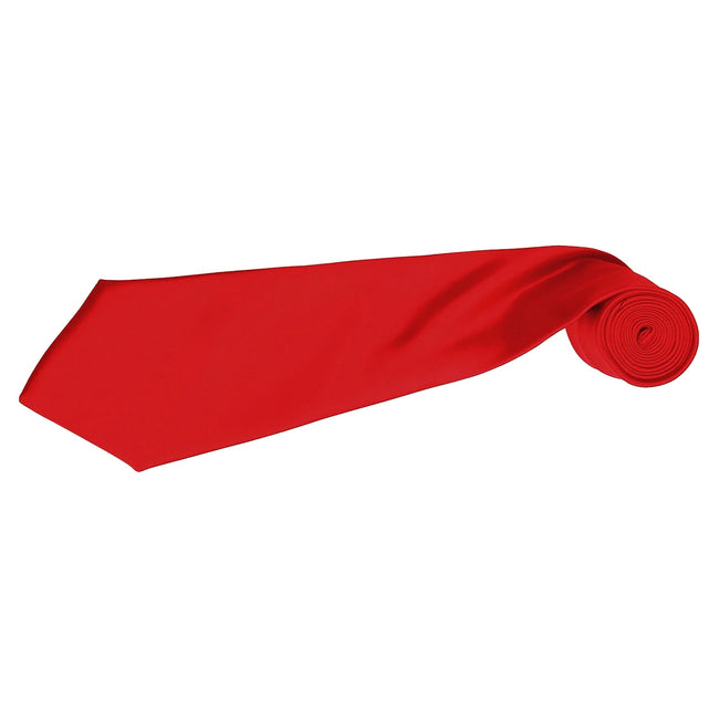 Red - Back - Premier Mens Plain Satin Tie (Narrow Blade) (Pack of 2)