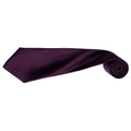 Aubergine - Back - Premier Mens Plain Satin Tie (Narrow Blade) (Pack of 2)