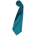 Teal - Front - Premier Mens Plain Satin Tie (Narrow Blade) (Pack of 2)
