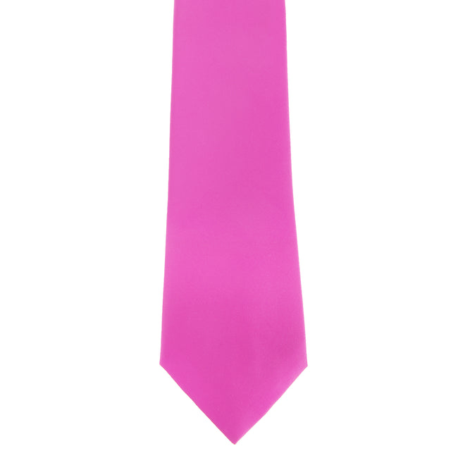 Hot Pink - Front - Premier Mens Plain Satin Tie (Narrow Blade) (Pack of 2)