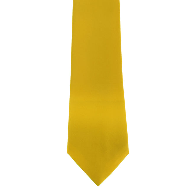 Lemon - Front - Premier Mens Plain Satin Tie (Narrow Blade) (Pack of 2)