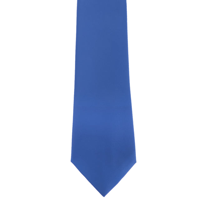 Mid blue - Front - Premier Mens Plain Satin Tie (Narrow Blade) (Pack of 2)