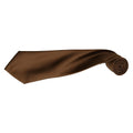 Brown - Back - Premier Mens Plain Satin Tie (Narrow Blade) (Pack of 2)