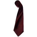 Burgundy - Front - Premier Mens Plain Satin Tie (Narrow Blade) (Pack of 2)