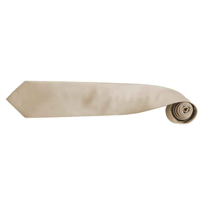 Khaki - Back - Premier Mens “Colours” Plain Fashion - Business Tie (Pack of 2)