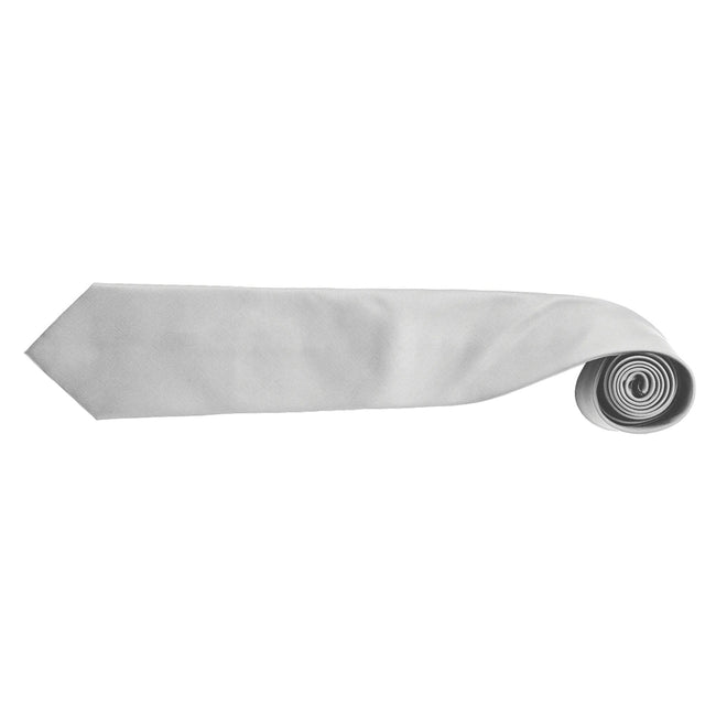 Silver - Back - Premier Mens “Colours” Plain Fashion - Business Tie (Pack of 2)